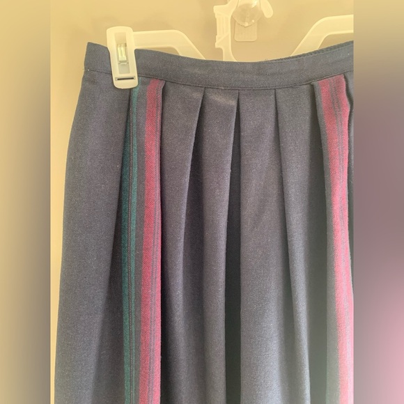 Personal Womens Vintage A Line Skirt 12 Blue Pleated Lined Pockets Preppy Maxi - Picture 2 of 12